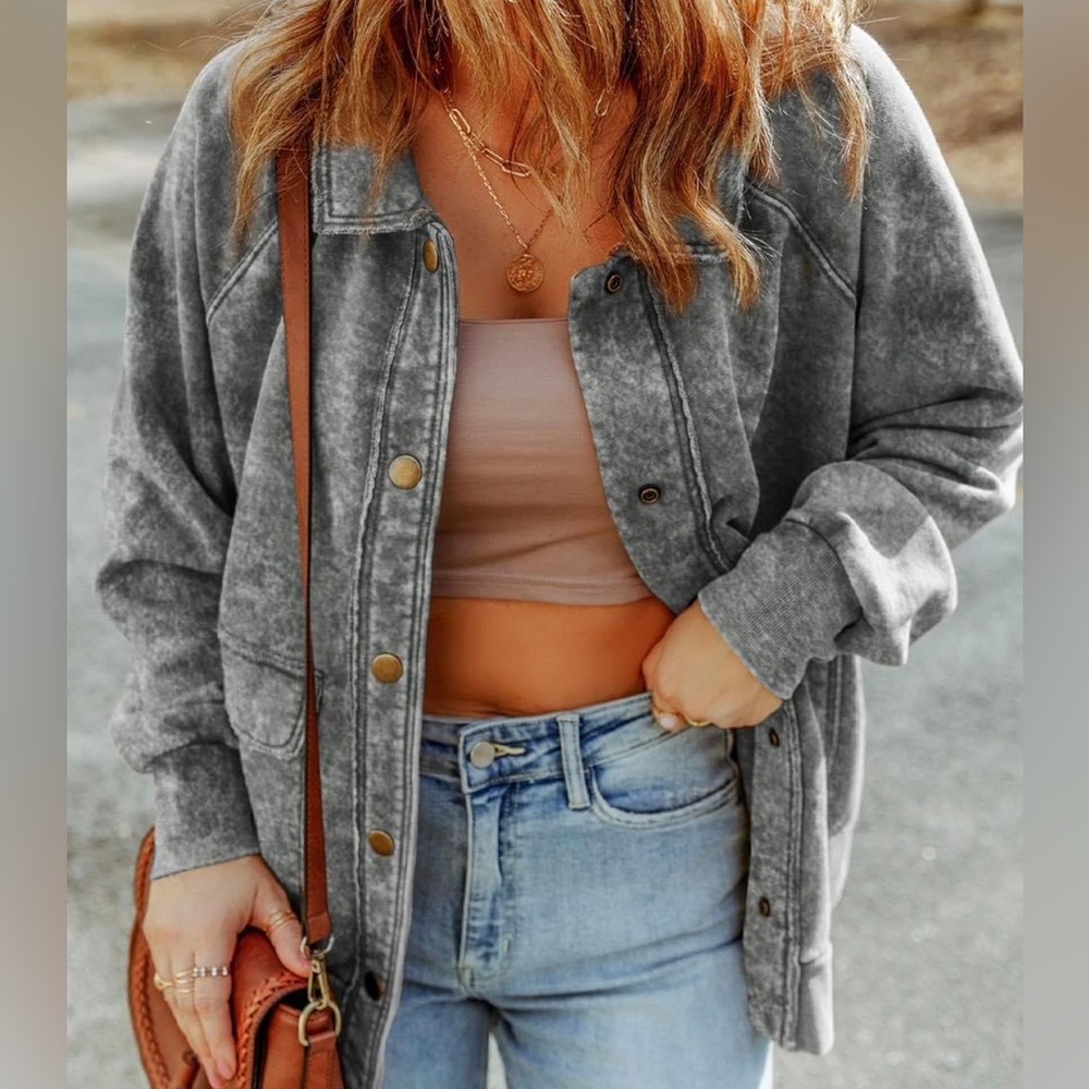 Boutique collard sweatshirt cardigan/jacket